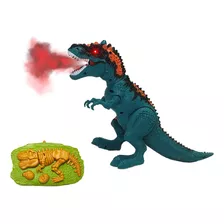 Dinossauro Rex Com Controle Remoto Anda Solta Fumaça Som Luz