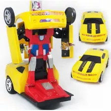 Carrinho Camaro Transformers Bate E Volta Vira Robô Luz Som