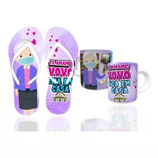 Kit Vó Vovó Avó Chinelo E Caneca Porcelana Personalizado