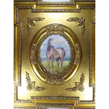 Quadro Obra Bela Pintura Centenária Cavalo Ost 72x62cm