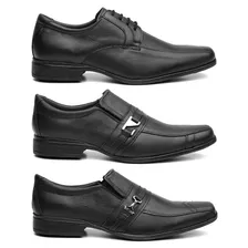 Kit 3 Pares Sapato Social Masculino Classicos Em Couro Envio