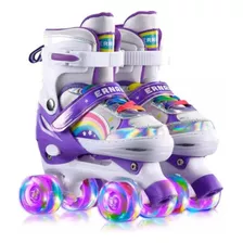 Patins-quad Roxo Regulável Rodinha Led-arco Iris.