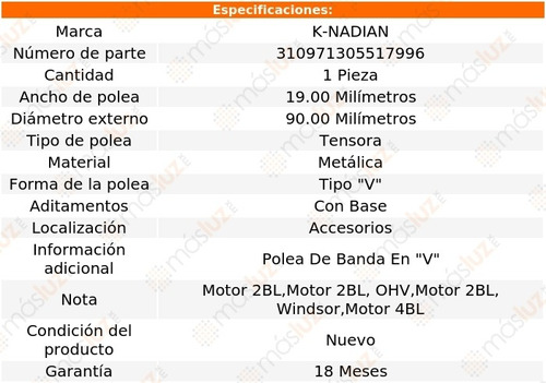 Polea Tensora Tipo  V  Metalica Montego V8 5.8l 70-76 Foto 3