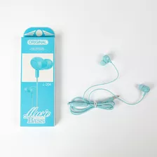 Auriculares Con Cable In Ear L-204 Extra Bass Azul Color Celeste