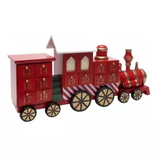 Decoración Navidad Tren Madera Modelo Calendario 41cm Nuevo