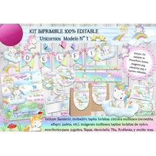 Kit Imprimible Candy Bar Unicornio Baby