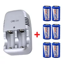 Cr2 Carregador + 6 Baterias Cr2 800 Mah 3v Recarregável