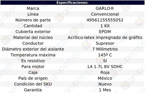 Cable Bujia Garlo Convencional Omni 8v Sohc 80 A 83 Foto 2