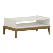 Mesa De Centro Mdf/madeira Maciça 2911 Milao Off White Freij