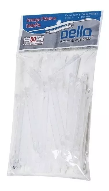 Grampo Trilho Plástico Branco C/50 Dello 0301 P/até 300 Fls