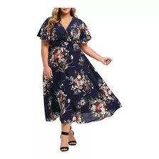 Vestido Casual Con Estampado Floral De Mujer Talla Grande