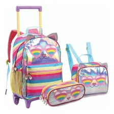 Kit Escolar Infantil Com Mochila 16¨com Rodas , Lancheira