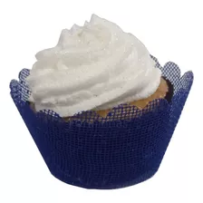 24 Wrappers Saias Para Cupcake Nº0 Tela Escócia Azul Escuro