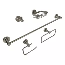 Set Accesorios Para Baño X 5 Piezas Acero Inoxidable 