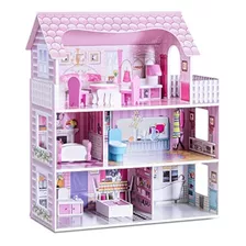 Costzon Dollhouse, Toy Family House Con 13 Piezas De Muebles