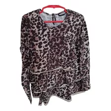 Remera Blusa Nena Animal Print Manga Larga. Little Akiabara 