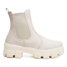 Bota Coturno Feminino Tratorado Off White Original Dubuy