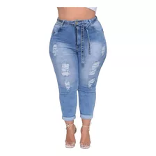 Calça Jeans Plus Size Capri Eduarda Com Elastano