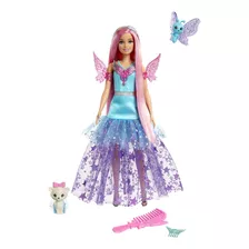 Muñeca Barbie Con Dos Mascotas De Cuento De Hadas Y Vestido