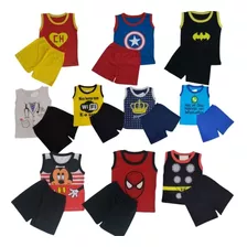  Lote Com 10 Conjuntos Camiseta E Shorts De Personagens 