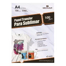 Papel Sublimatico A4 Fundo Branco 100 Folhas Profissional