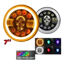 Faro Led Redondo 7 Pulgadas Moto Y Carro 90w Luces Rgb