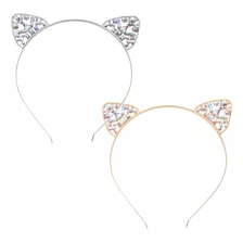 Diadema Con Forma De Orejas De Gato Con Diamantes De Imitaci