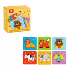 Mini Puzzle Didáctico De Animales 6 En 1 Tooky Toy