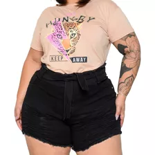 Short Jeans Feminino Plus Size Com Cinto 44/54 Promoção