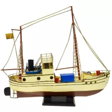 Barco Pesqueiro De Metal Modelo Reduzido Decoração Casa