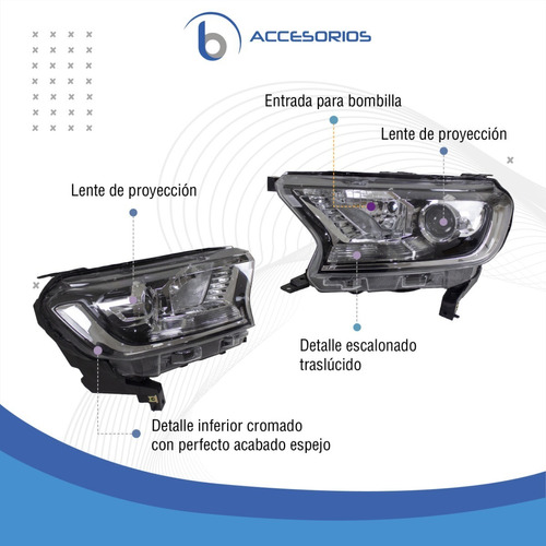 Par Faros Principales Originales Para Ford Ranger 2016- 2020 Foto 2