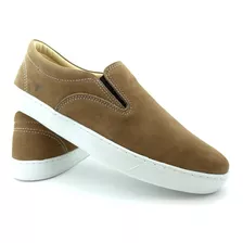 Slip On Masculino Iate Em Couro Legítimo Sapatilha Com Gel