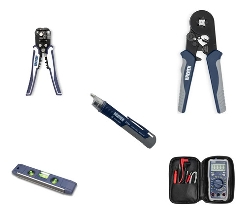 Kit Bremen: Destornilladores Aislados + Pelacables + Nivel 23cm + Buscapolo + Pinza Crimpeadora + Tester