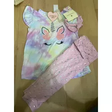 Vestido Conjunto De Unicornio De Niña Con Cintillo 