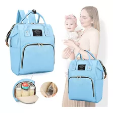 Mochila Bolsa Maternidade Térmica Mamadeira Menino Menina Cor Azul