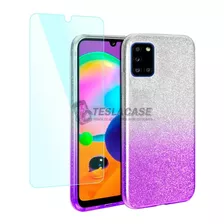 Carcasa Samsung A31 Dregradada Morada + Lamina De Regalo