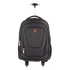 Mochila De Com Rodas Escolar Notebook Masculina E Feminina Cor Preto Desenho Do Tecido Liso