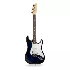 Guitarra Eléctrica Femmto Stratocaster Eg001 De Aliso 2020 Azul Y Negra Brillante Con Diapasón De Mdf