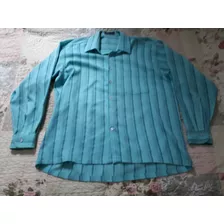 Camisa Social Masculina Manga Comprida Verde-azul Água ¨usada¨ Cod 3035