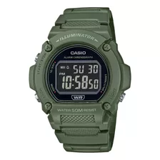 Relógio De Pulso Casio W-219hc-3bvdf, Digital, Fundo Verde, Com Pulseira De Resina Verde, Wr50m E Fivela Simples