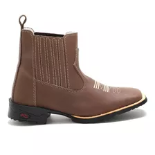 Bota Feminina Country Texana Couro Bico Quadrado Botina