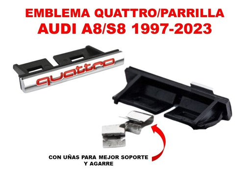 Par De Emblemas Quattro Audi A8/s8 1997-2023 Crom/rojo Foto 4