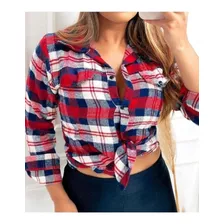Camisa Blusa Xadrez Feminina Com Capuz Lançamento 2019