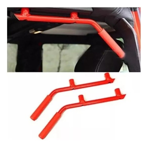 Par Agarraderas Metal Tubular Jeep Wrangler Traseras Rojo Foto 3