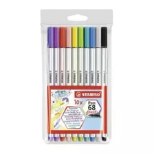 Caneta Stabilo Pen 68 Brush 10 Cores