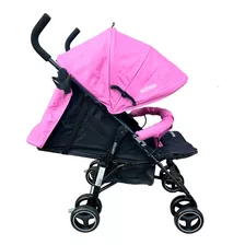 Coche Paraguita Mega Baby Reforzado 6 Posiciones Reclina Hasta 180° Color Rosa Color Del Chasis Negro