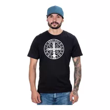 Camiseta Masculin Country Medalha São Bento Manga Curta Pret