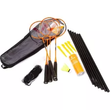 Kit Badminton Com 4 Raquetes 3 Petecas E Rede Vollo