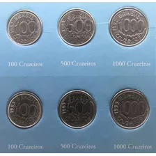 Moedas De 100/500/1000 Cruzeiros De 1992/93 - Série Completa