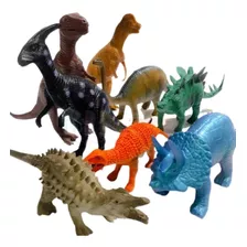 Kit 8 Dinossauros De Borracha Coleção Brinquedos Jurassic